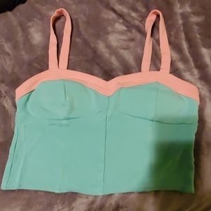 Pastel Pink and Blue Crop Top with Open Back